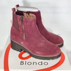 Blondo Damaris Waterproof Booties Waterproof SZ 7 Wine Suede